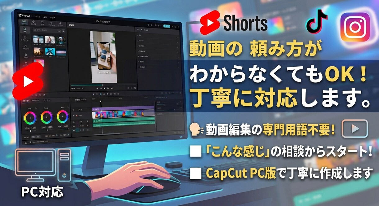 CapCutで高品質なショート動画を編集します テンポ良いカットと見やすいテロップで離脱を防ぐ動画にします！ イメージ1