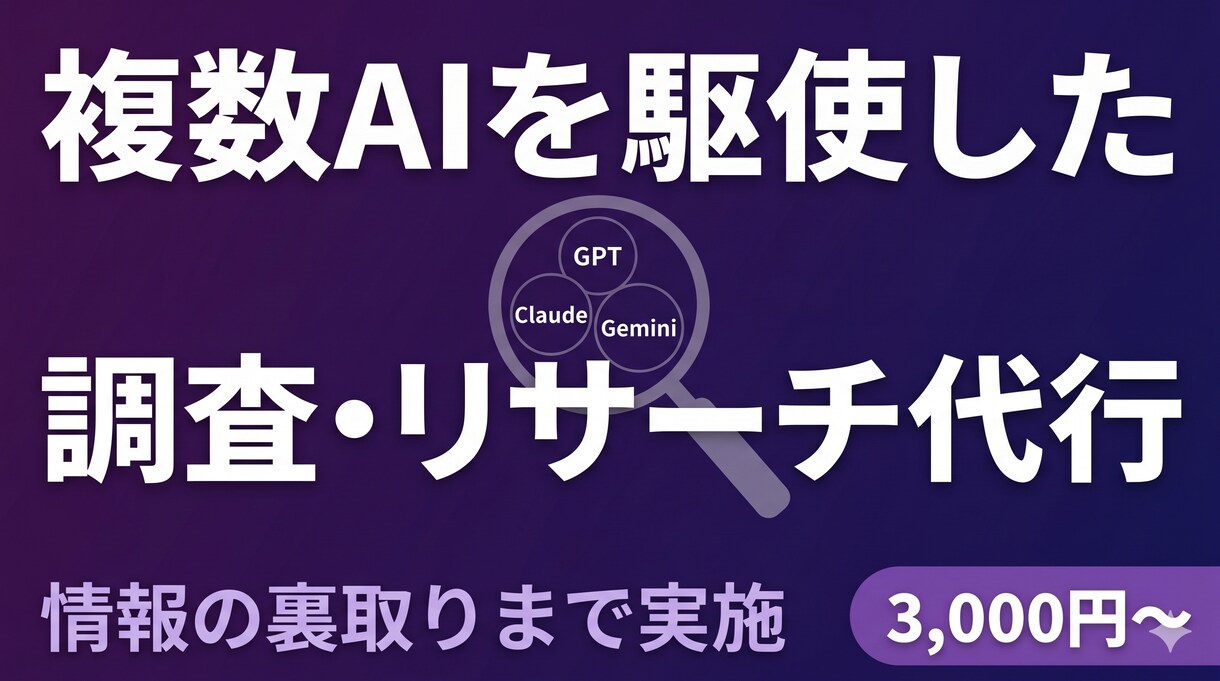 複数AI併用で調査・リサーチを代行します 1件¥3,000〜・要点まとめ＋出典付き・最短即日 イメージ1