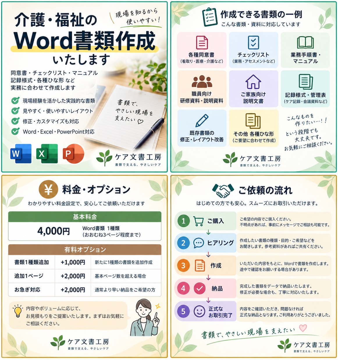 介護・福祉のWord書類を作成します 現場経験を活かし使いやすい書類を形にします イメージ1