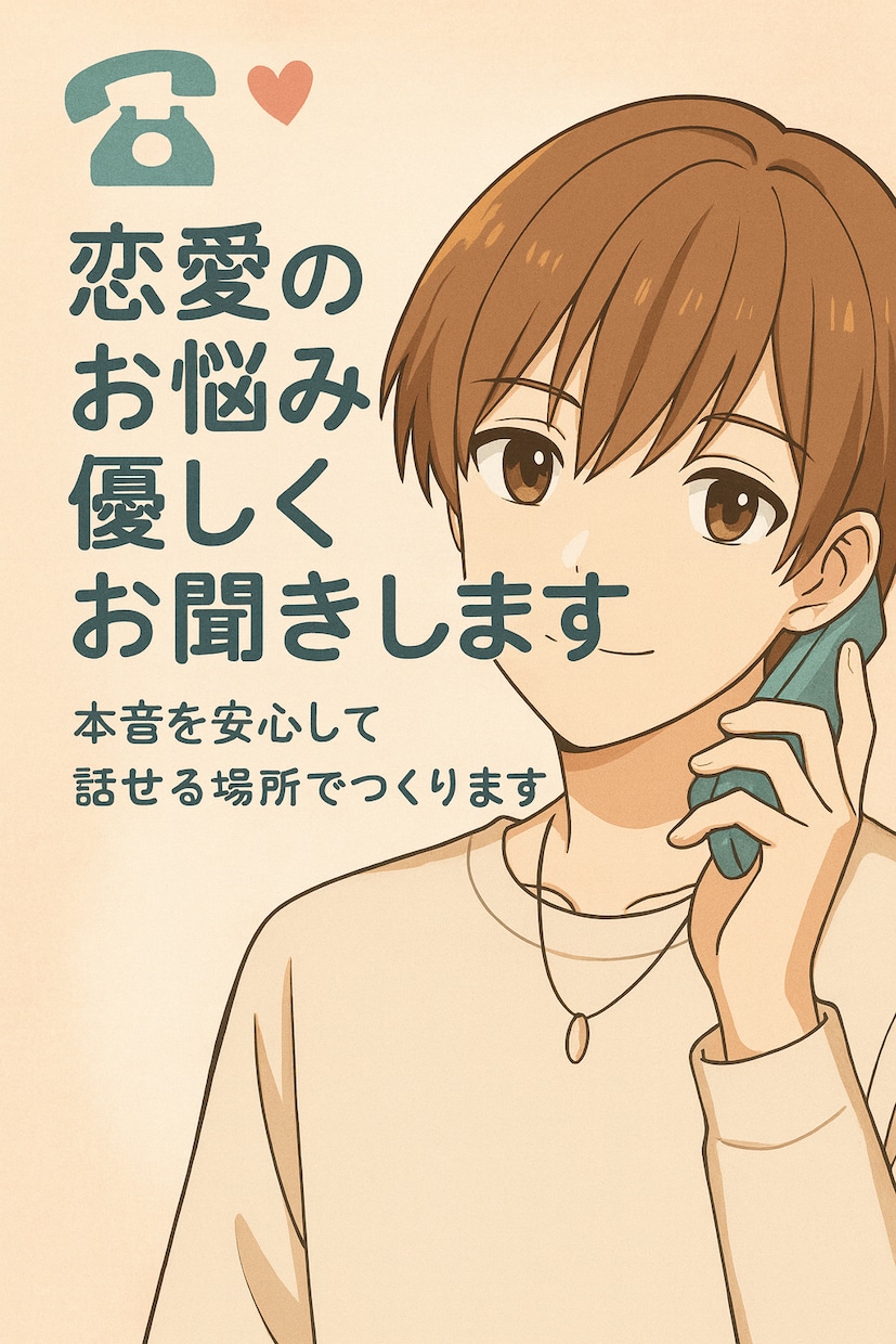 恋愛のお悩みを優しくお聞きします 本音を安心して話せる場所をつくります イメージ1