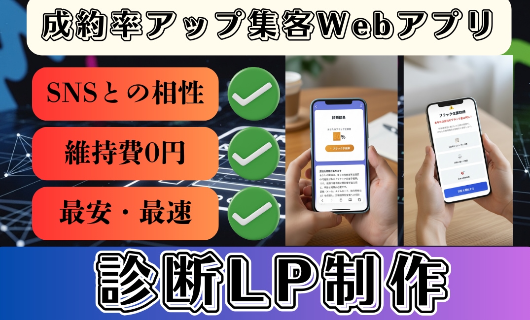 維持費0円！集客Webアプリ・診断LP制作します サーバー代0円。商品購入などへ繋げる診断LPを制作 イメージ1