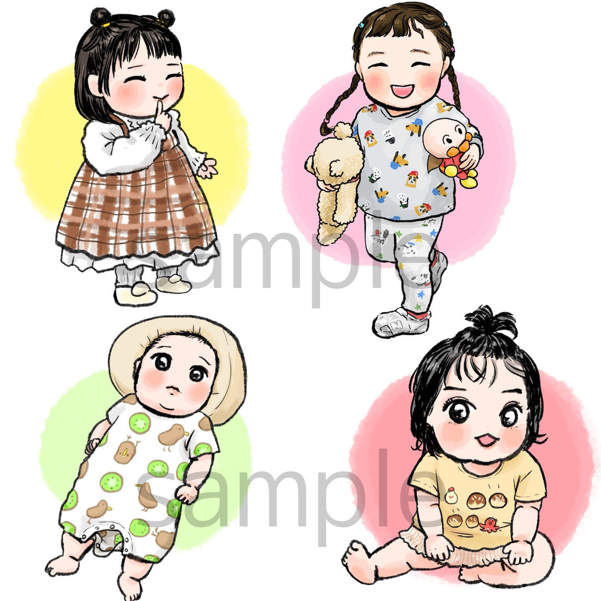 赤ちゃんの似顔絵描きます 【0〜5歳くらいまで】兄弟でも！赤ちゃんの似顔絵描きます イメージ3