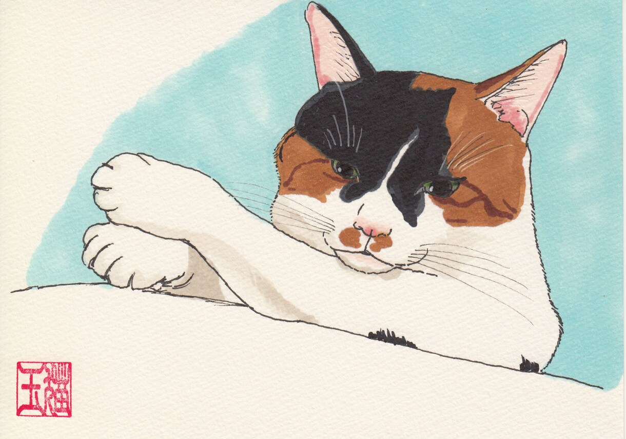 あなたのかわいいねこちゃんのイラストを描きます ちょっと和風テイストな個性的なねこちゃんイラストです。 イメージ8