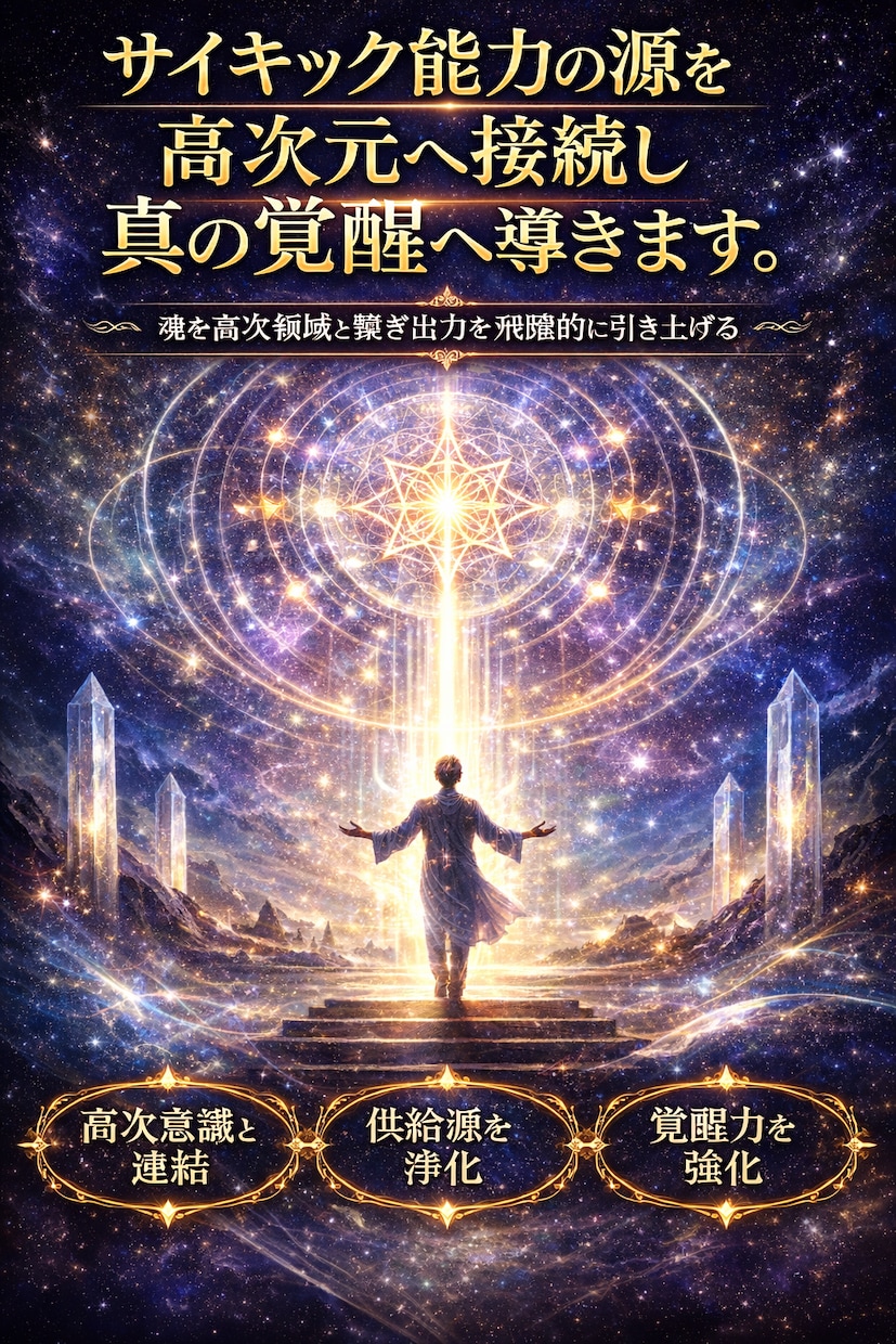 サイキック能力の源を高次元へ接続し覚醒へ導きます 力があるのに発揮できない。供給源を変えれば、出力は変わります イメージ2