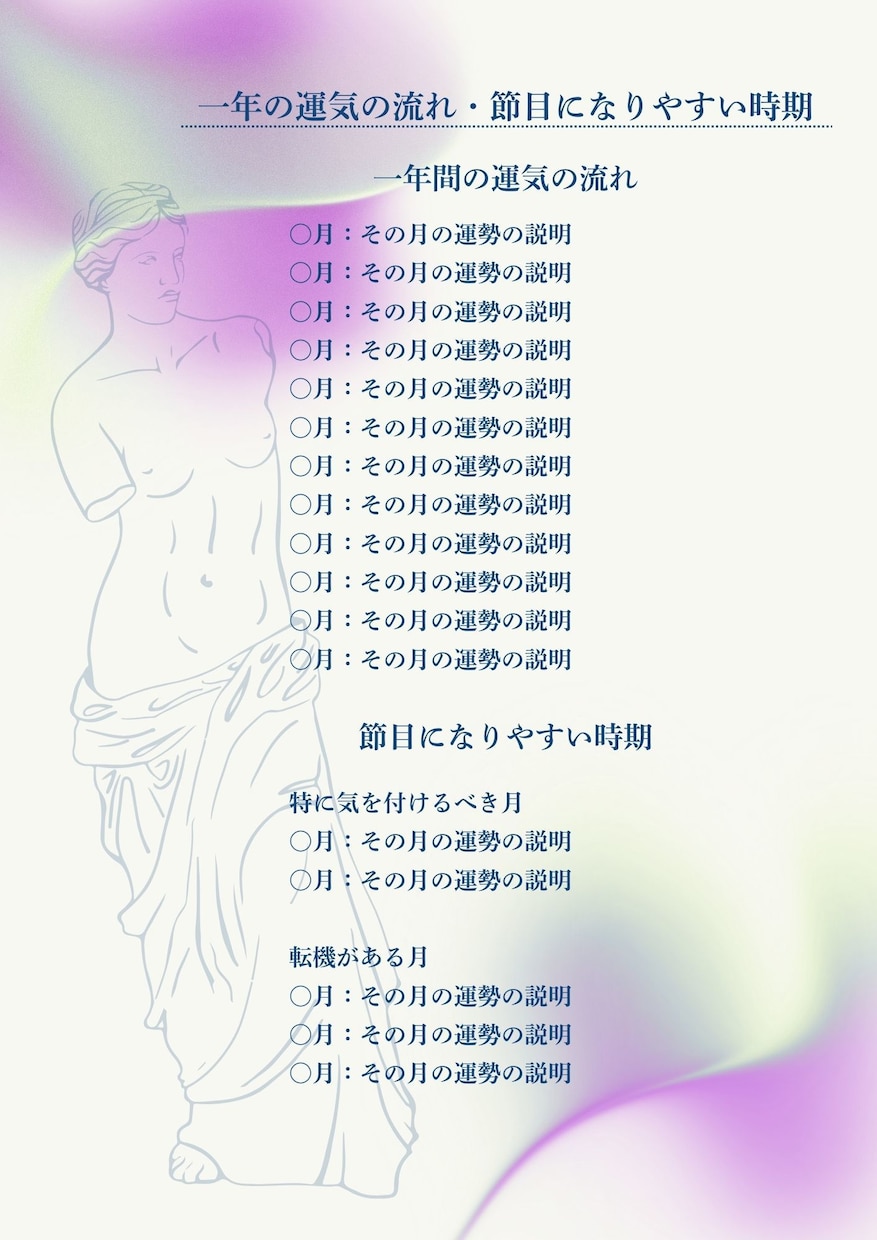 複数占術で【あなただけの取扱説明書】をお届けします 西洋占星術・四柱推命・数秘術を使い、資質と運勢をお届けします イメージ4