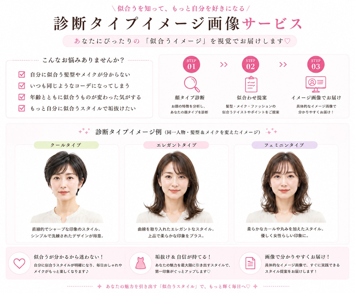 現役パーソナルスタイリストが顔タイプ診断します ｜診断迷子さん歓迎｜顔タイプ診断＋イメージ画像＋タイプPDF イメージ2