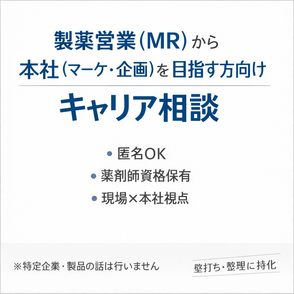 製薬本社で働きたい方のキャリア相談に乗ります 営業→シニアマーケの経験から本社勤務のために必要なことを整理 イメージ1
