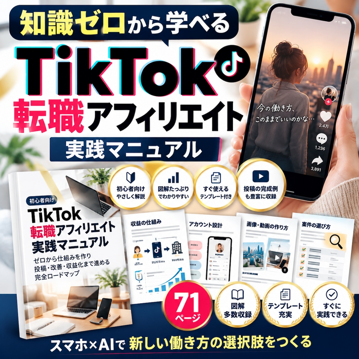 初心者向けTikTok転職アフィリ攻略法を教えます 1日30分実践でゼロから収益化を目指す◆図解テンプレ付き イメージ1