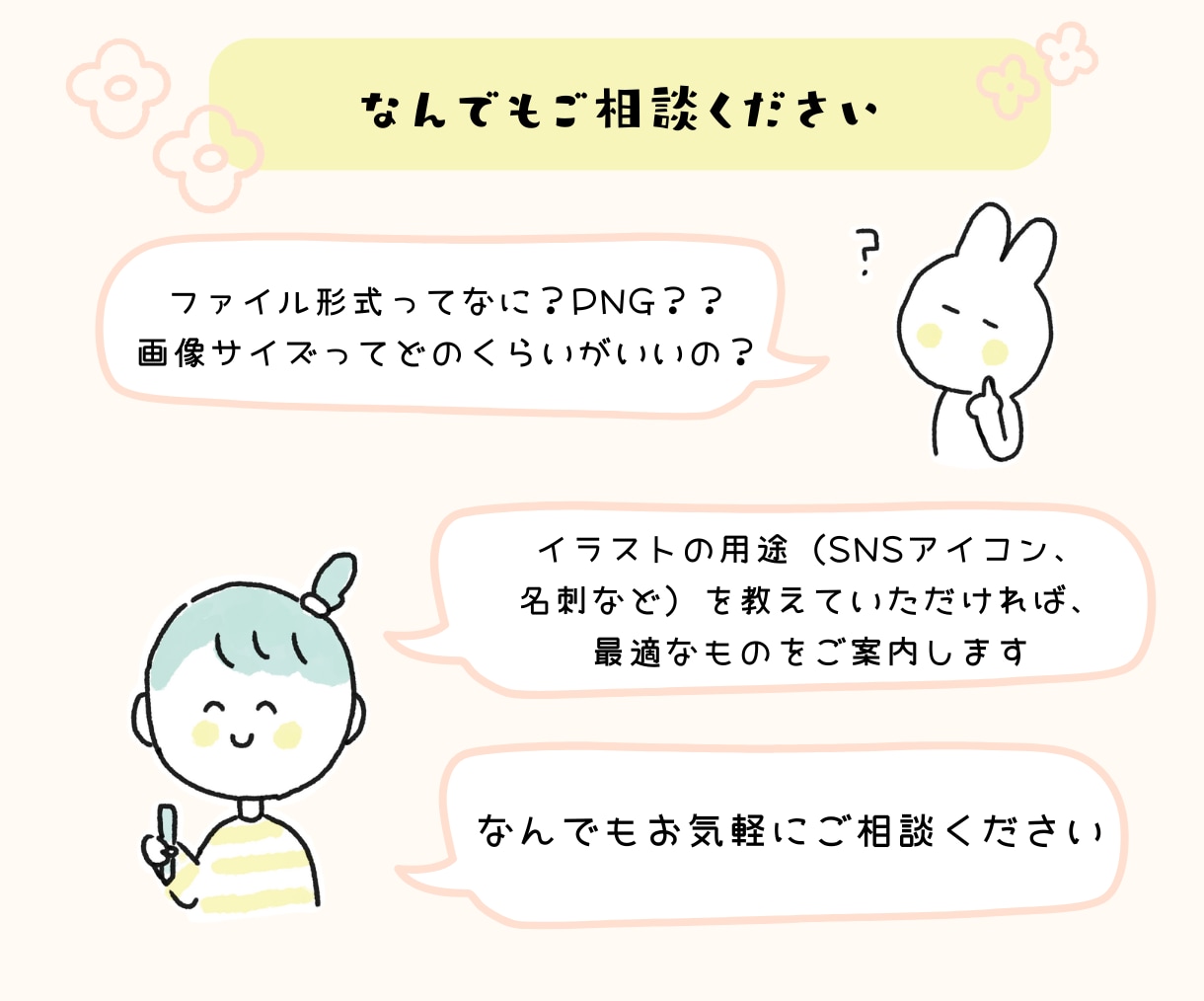 ほのぼのアイコン＋表情違い4点お描きします やさしいタッチのアイコンに、表情4種をセットでお届けします。 イメージ6