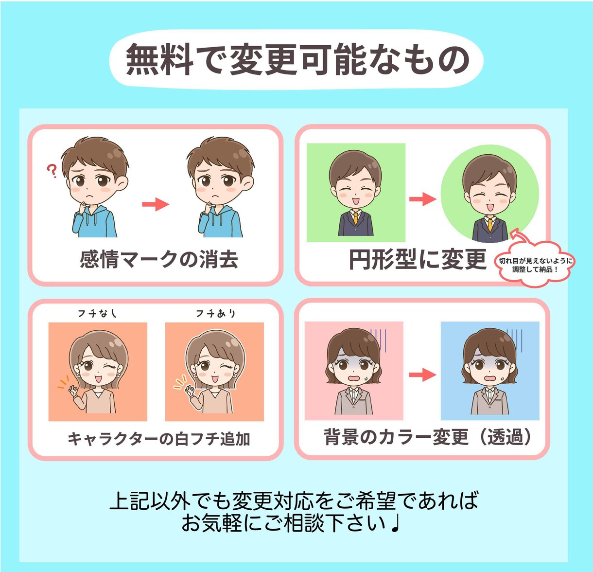 商用◎ミニキャラ表情アイコン15点セット描きます 使いやすい喜怒哀楽セットでSNSの印象アップ♪ イメージ5