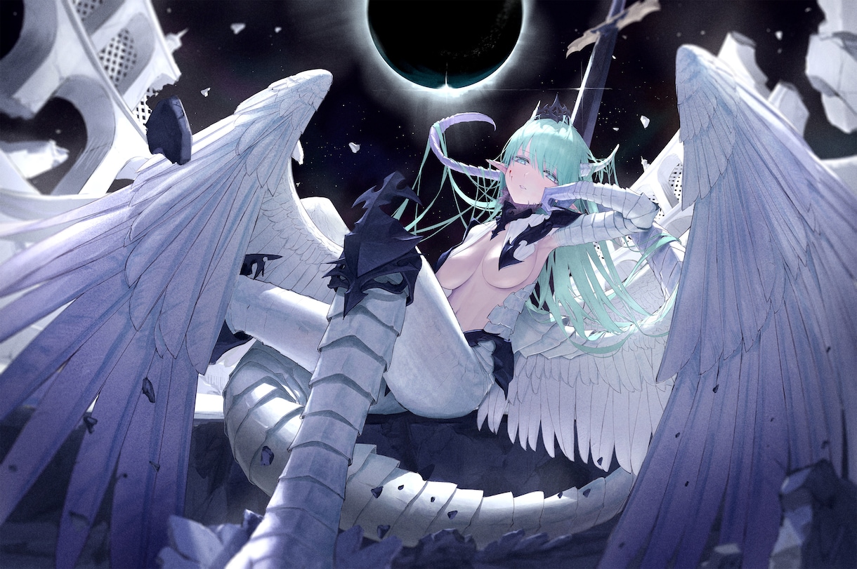 1枚絵のイラストを制作します メリハリのある彩色で、目を引く一枚絵に仕上げます イメージ1