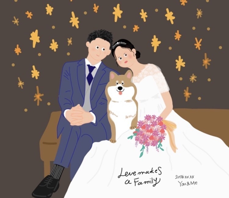 海外風タッチ♡お洒落なウェディングイラスト描きます 結婚式用、プレゼント用でも･:*+. イメージ3
