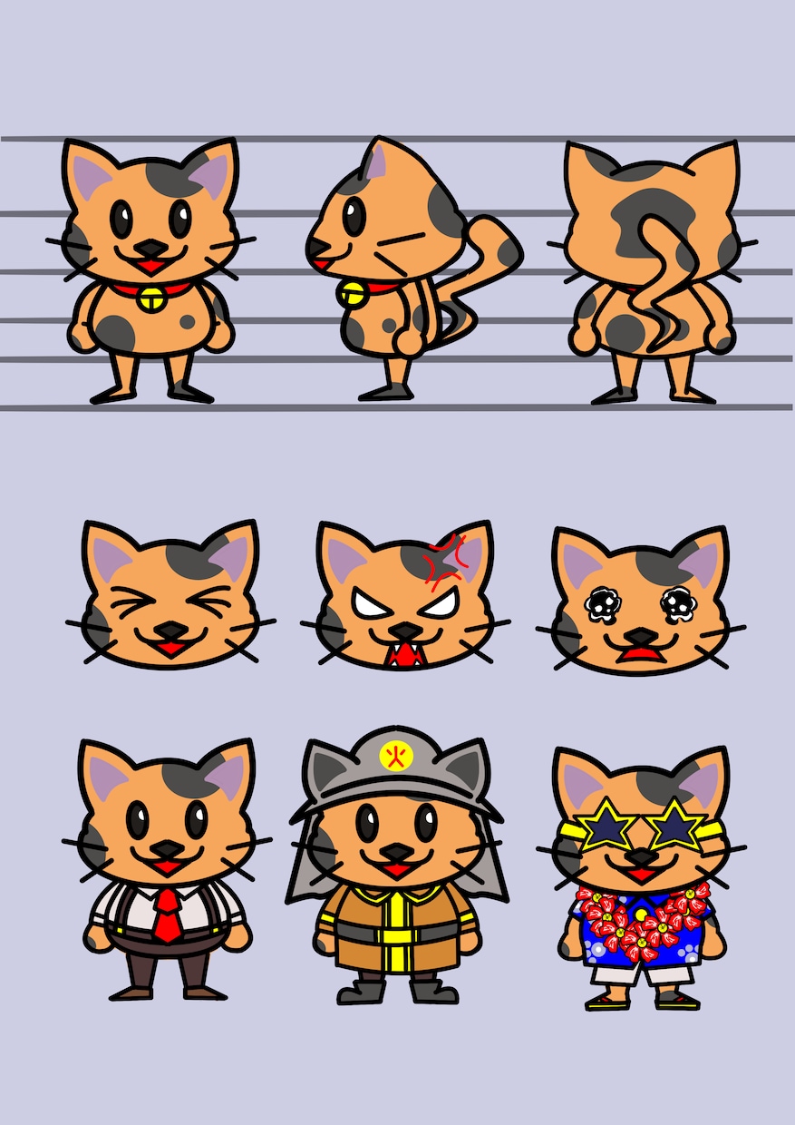 かわいい動物キャラ作成します 三面図の作成から、衣装別まで作成します イメージ1