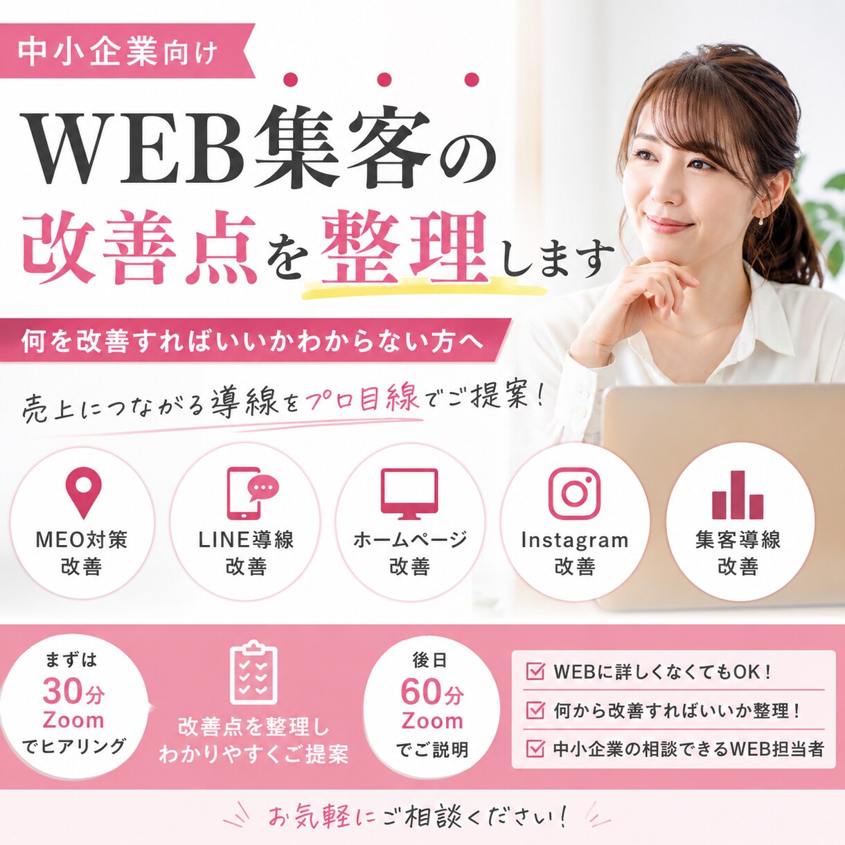 中小企業向け｜WEB集客の改善点を整理します WEBに詳しくなくても大丈夫です イメージ1