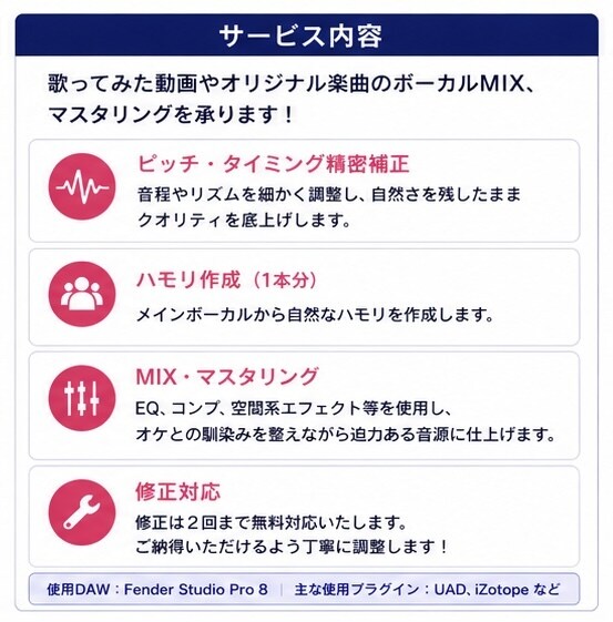 VTuber向け！歌ってみたMIXを致します 【先着5名限定】自然補正でYouTube映えする音へ イメージ3