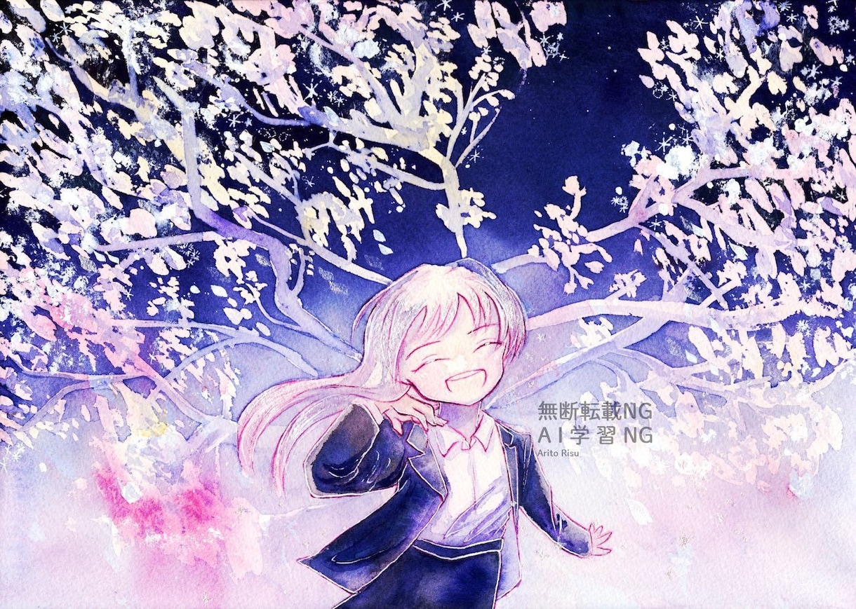 背景つき一枚絵を描きます アナログ透明水彩で目をひくイラストを描きます イメージ4