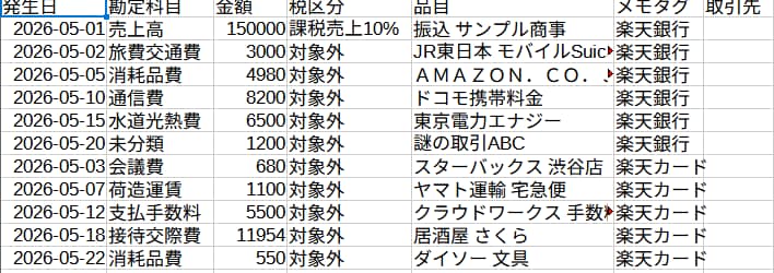 銀行・カード明細を会計ソフト用CSVに変換します 記帳の手間を減らす|個人事業主向けの買い切りツール イメージ3