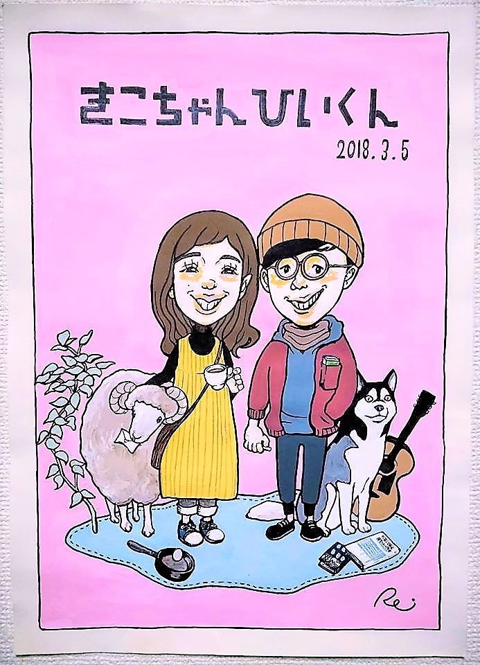 プロの似顔絵師、小学館受賞者がアナログで制作します 色紙サイズで心をこめてお描きする世界に一枚だけの絵 イメージ3