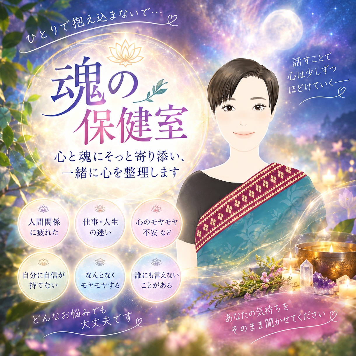 魂の保健室｜あなたのお悩みを丁寧にお聴きします 心と魂にそっと寄り添い、一緒に心を整理します イメージ1