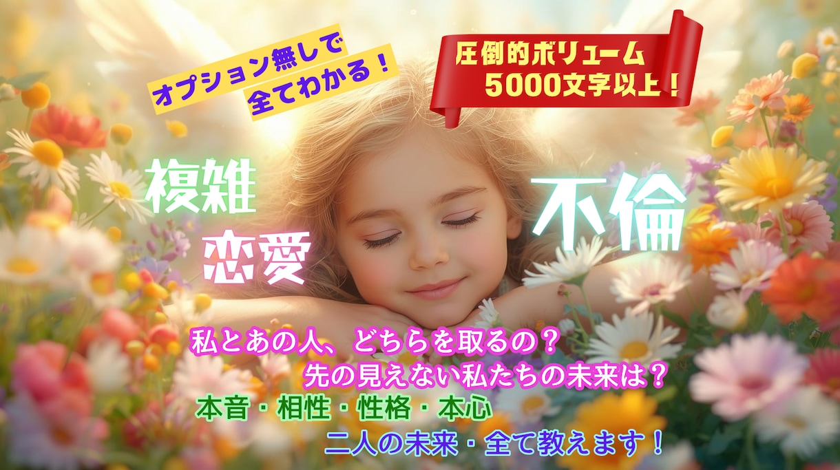 オプションいらず✨不倫・複雑恋愛の全てを占います 本音・本心・未来・配偶者への気持ち！知りたい事まるっと鑑定✨ イメージ1
