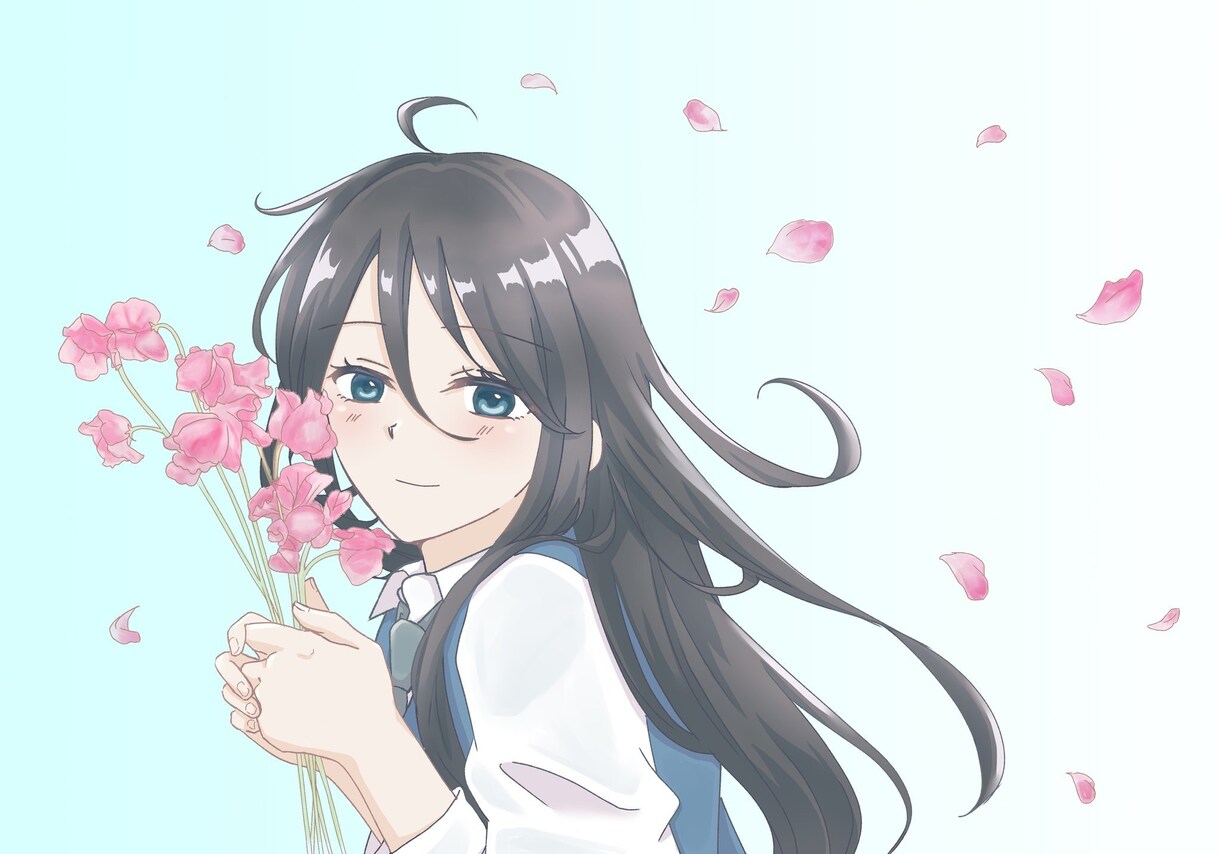 オリジナルのキャラ、似顔絵風のイラストを描きます 透明感を意識した綺麗なイラストを心がけています✨ イメージ5