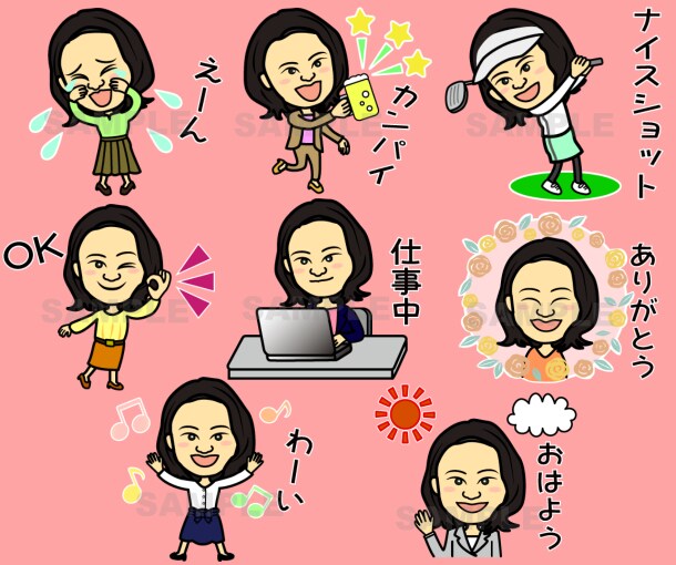 ゆるい似顔絵LINEスタンプ作ります ☆ご購入前に参考イラスト作成可☆著作権譲渡 イメージ8
