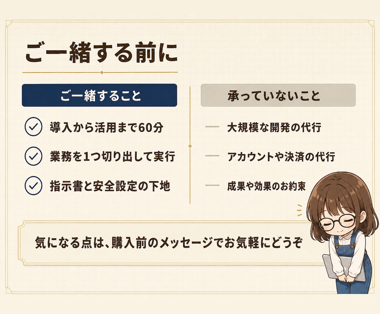 Claude Codeの業務活用を個別に伴走します 入れただけで止まった仕事を、任せられる形に イメージ10