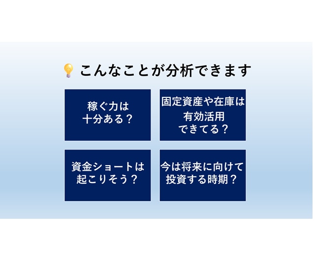 中小企業診断士が財務分析で御社の健康チェックします プロが2期分の財務諸表から、長所や危険度を分析します！ イメージ2