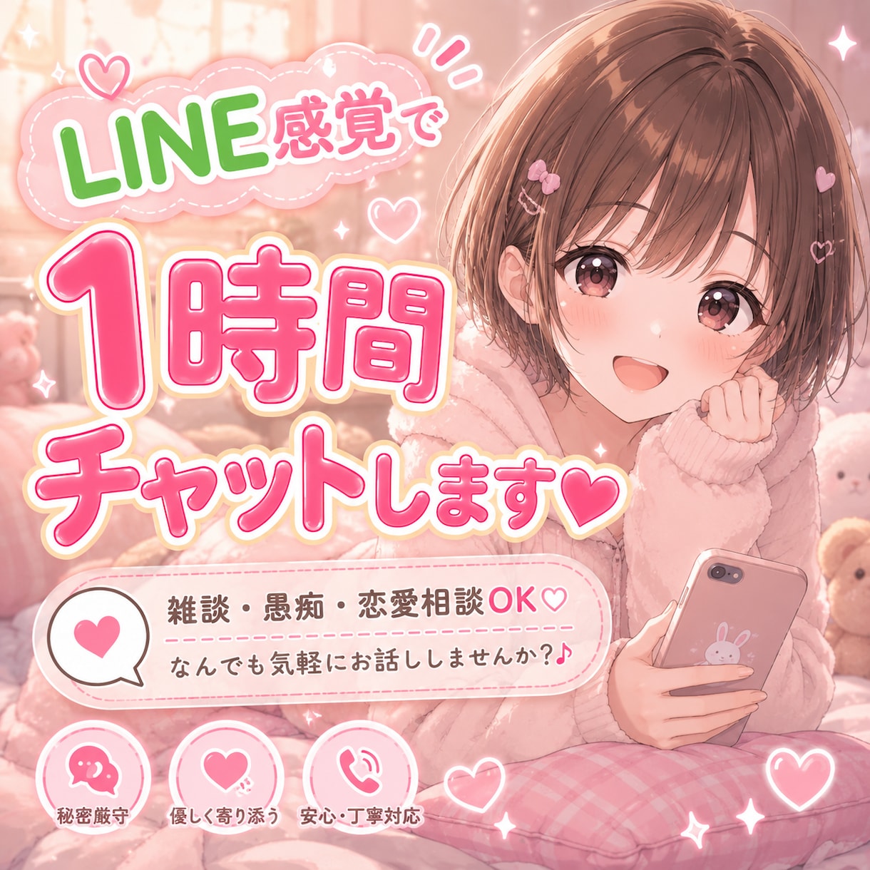 1時間【即レス】ゆったりチャットします 【看護師/保健師資格あり】１時間ゆったり寄り添います。 イメージ1