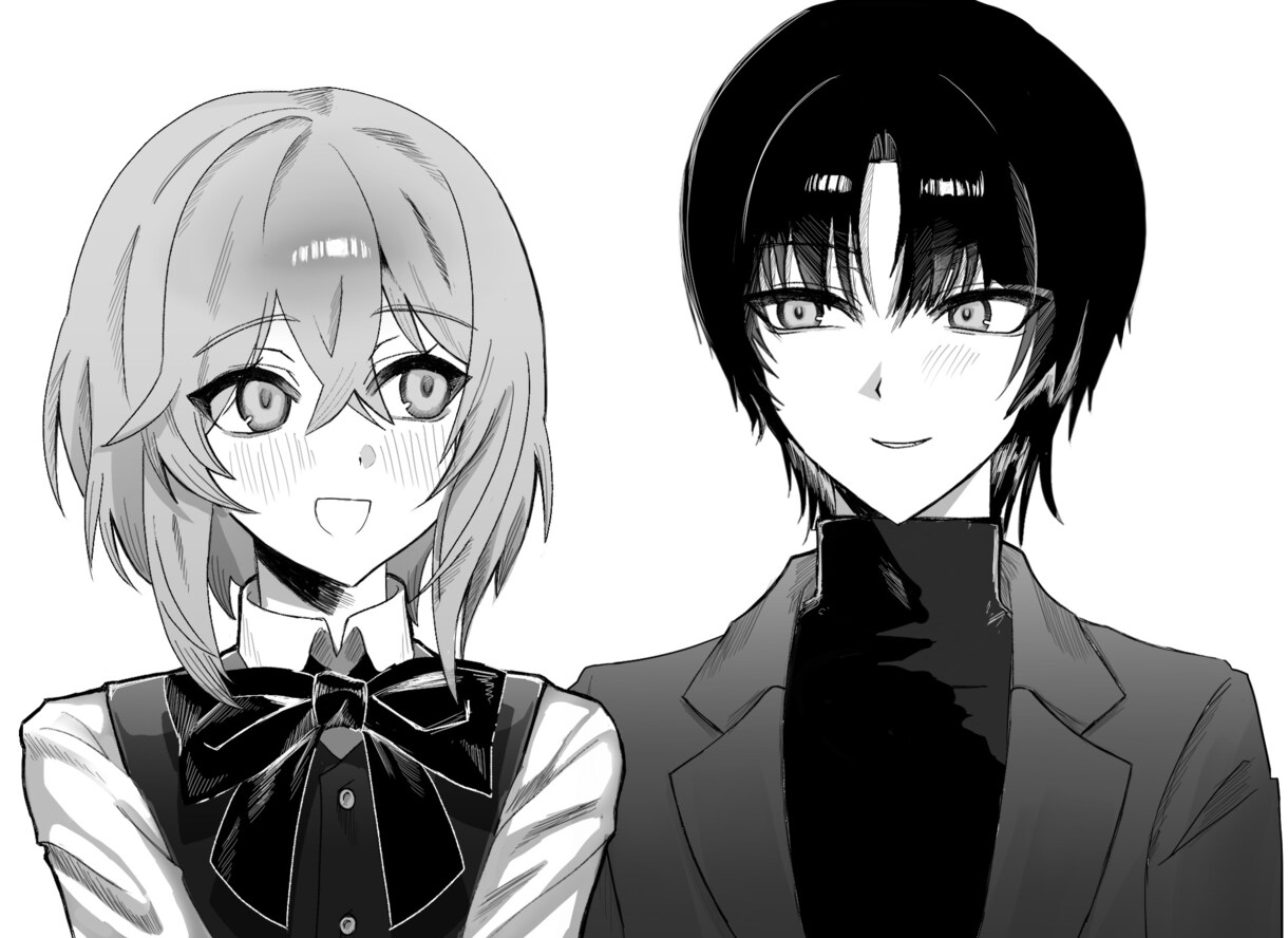 漫画風の白黒の可愛いイラスト作成します 可愛い漫画風のオリジナルイラスト！ヘッダーやアイコン等に イメージ1