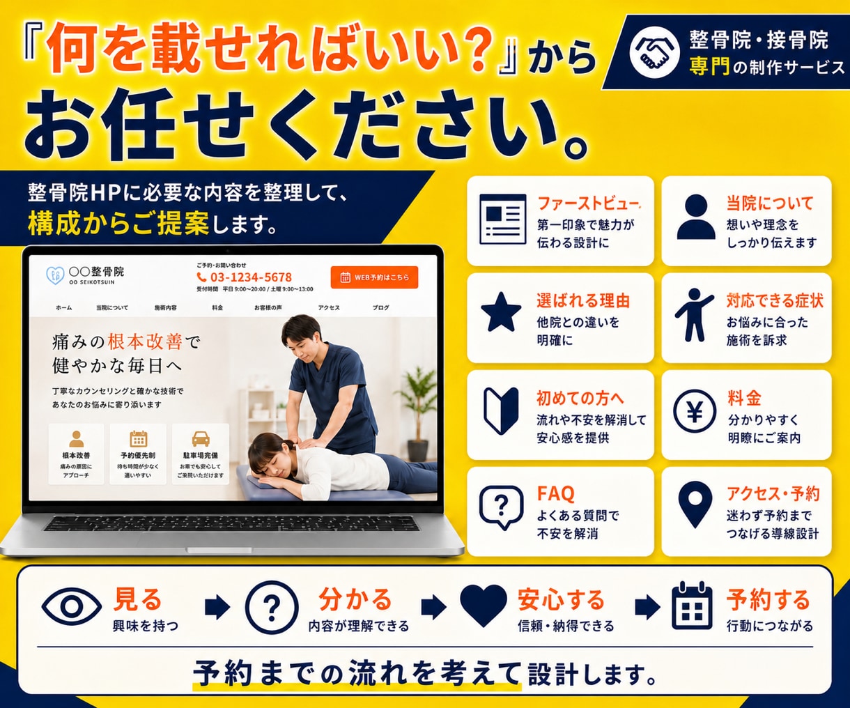 整骨院・接骨院専門のホームページを制作します 見た目だけで終わらない、予約導線まで設計します イメージ3