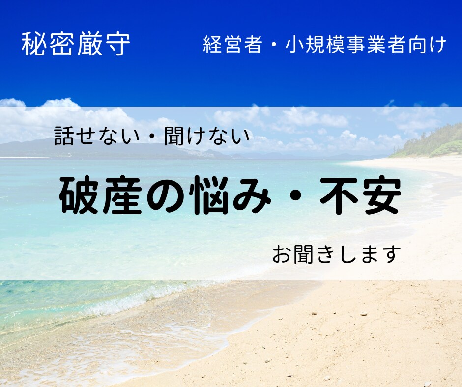 1人で苦しまない！事業経営・破産の悩みお聞きします 経営者・小規模事業者の誰にも言えないを悩みお聞きします イメージ1