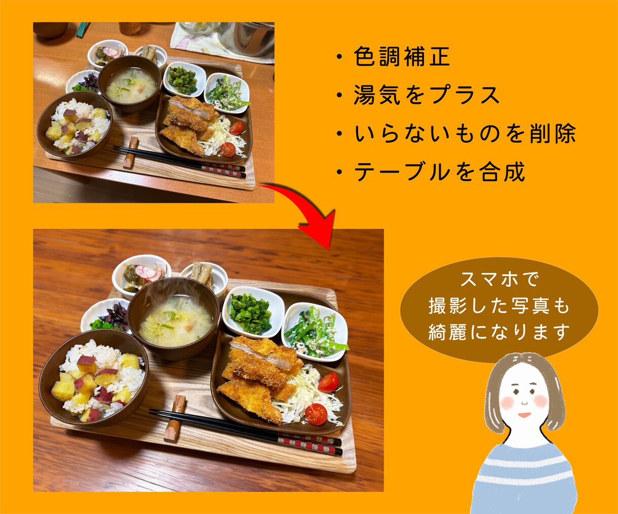 食べ物の写真をより“おいしそう♪”に加工します SNSやHP、チラシなどの販売促進にご活用ください！ イメージ2
