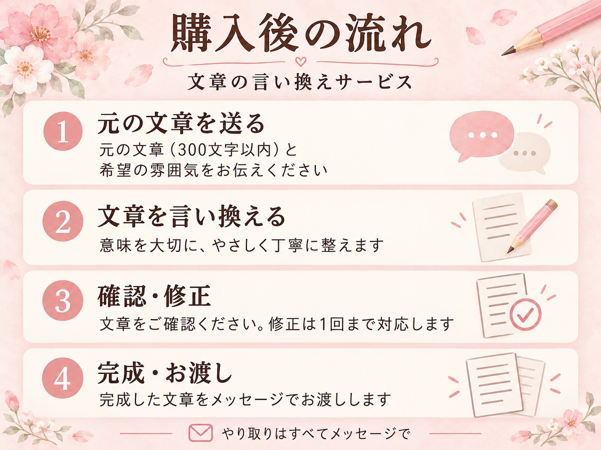 短い文章をやさしく丁寧に言い換えます 意味を大切に、読みやすく自然な表現へ イメージ3