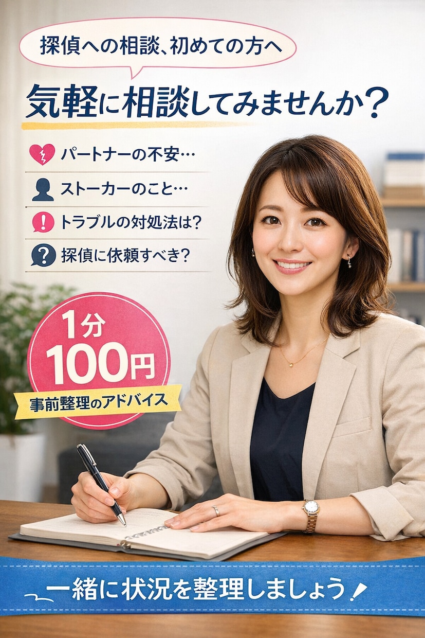 初めて探偵に依頼する方の相談に乗ります どこに依頼していいのか分からない方のためにアドバイスします イメージ1
