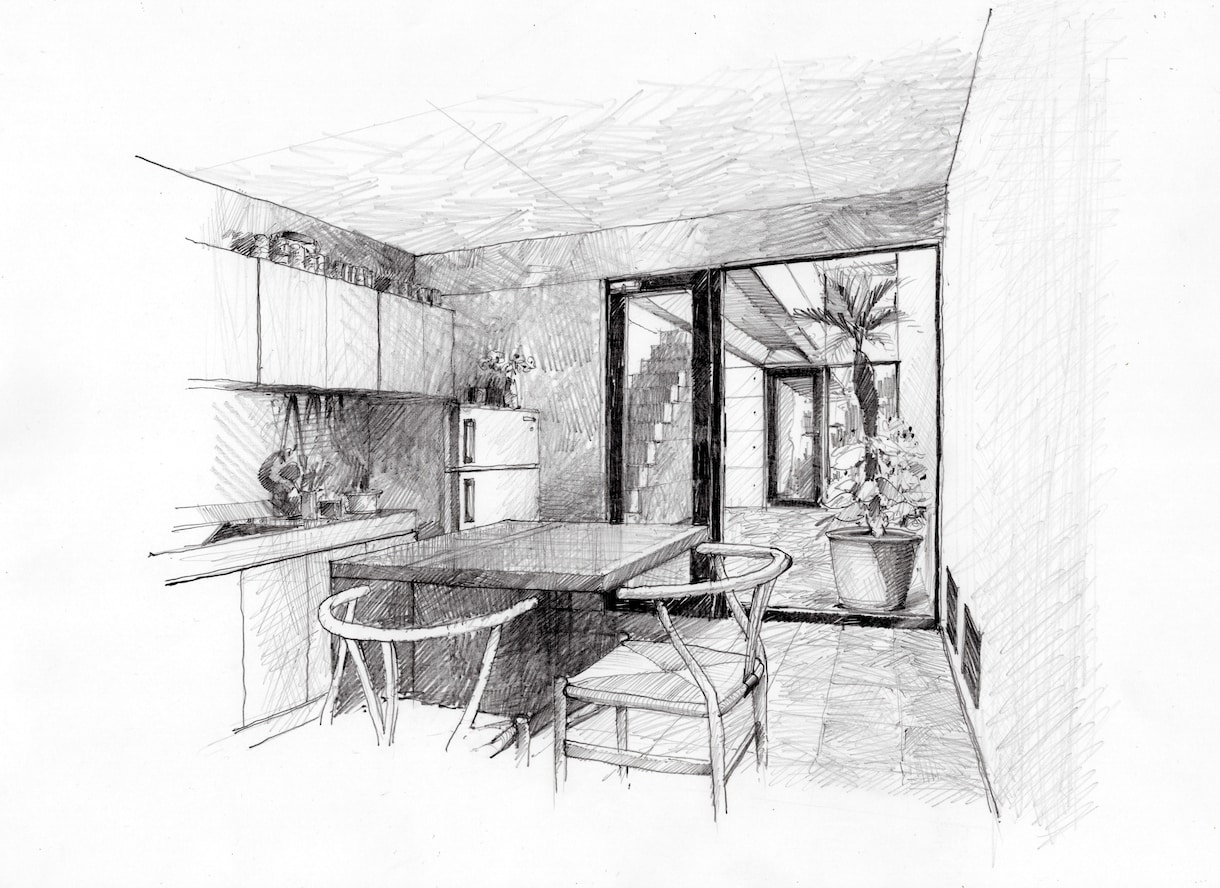 鉛筆画で車や古い建築を描きます 鉛筆スケッチの趣のある絵を描きます。 イメージ5