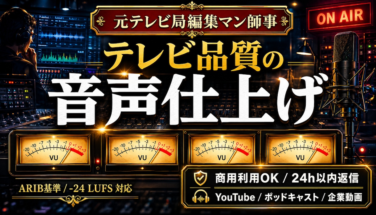 テレビ業界の音響技術でノイズ除去・音声調整します 1,000円〜聞きやすい音で離脱を防ぐ音声に仕上げます。 イメージ1