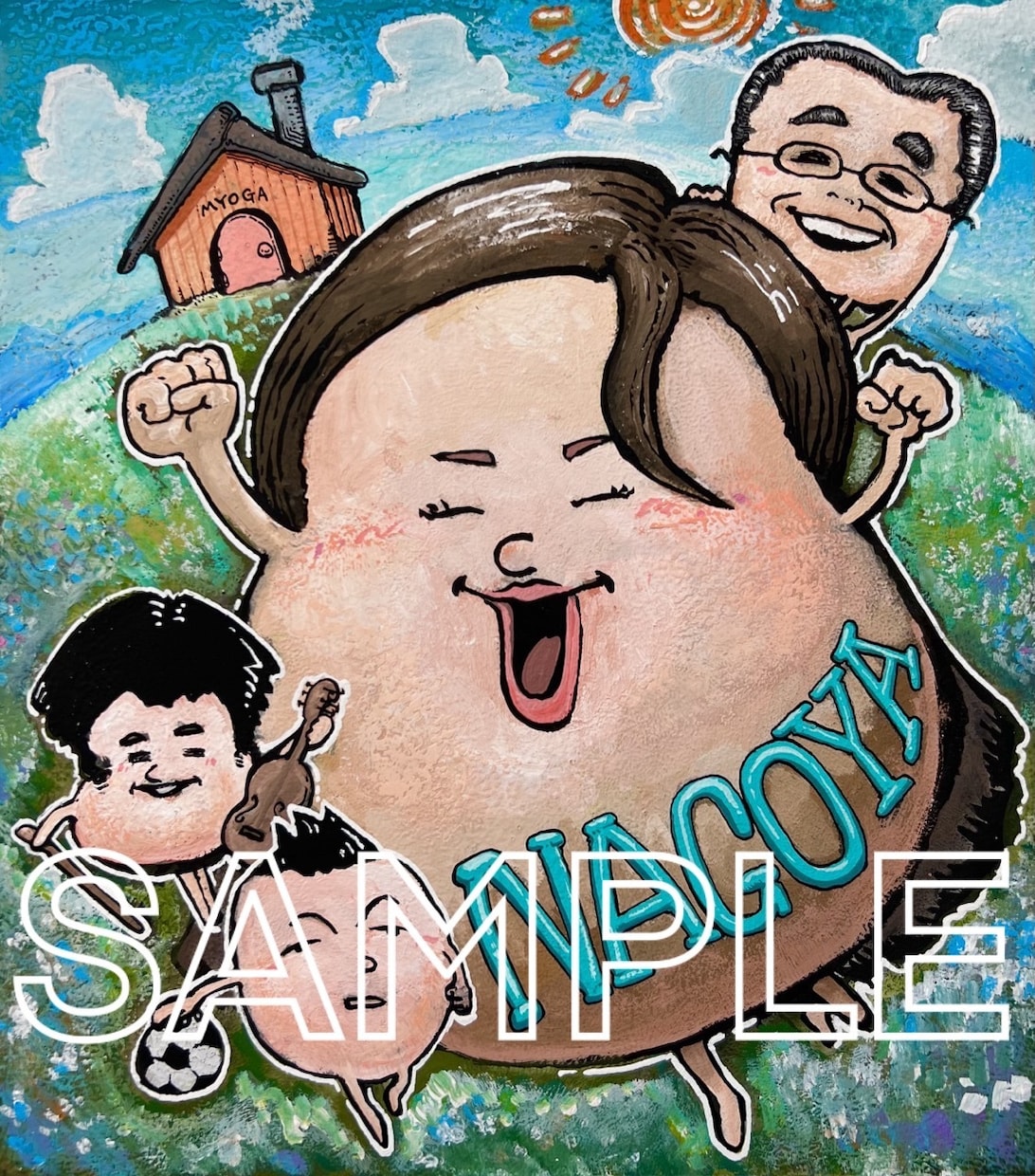 色紙原画あり。ポップでかわいい似顔絵描きます 絵の具で似顔絵描きます！(ペットも可)色紙サイズです！ イメージ2