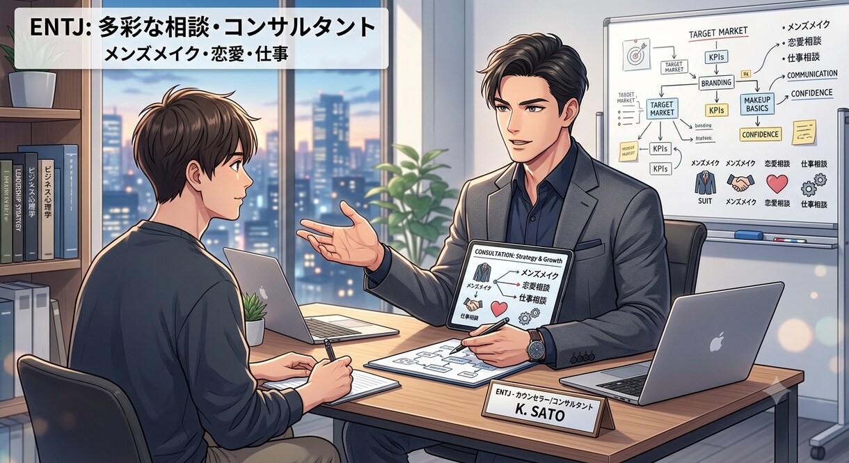 ENTJが仕事・恋愛・メイクの悩みを解決します 仕事・恋愛・メイクあなたの課題をクリアにする行動サジェスト イメージ1