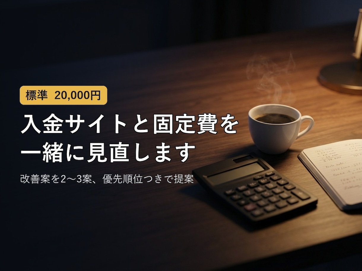 入金サイトと固定費の改善案を提案します 診断シートの数字から、現金が残る仕組みの改善案を出します イメージ1