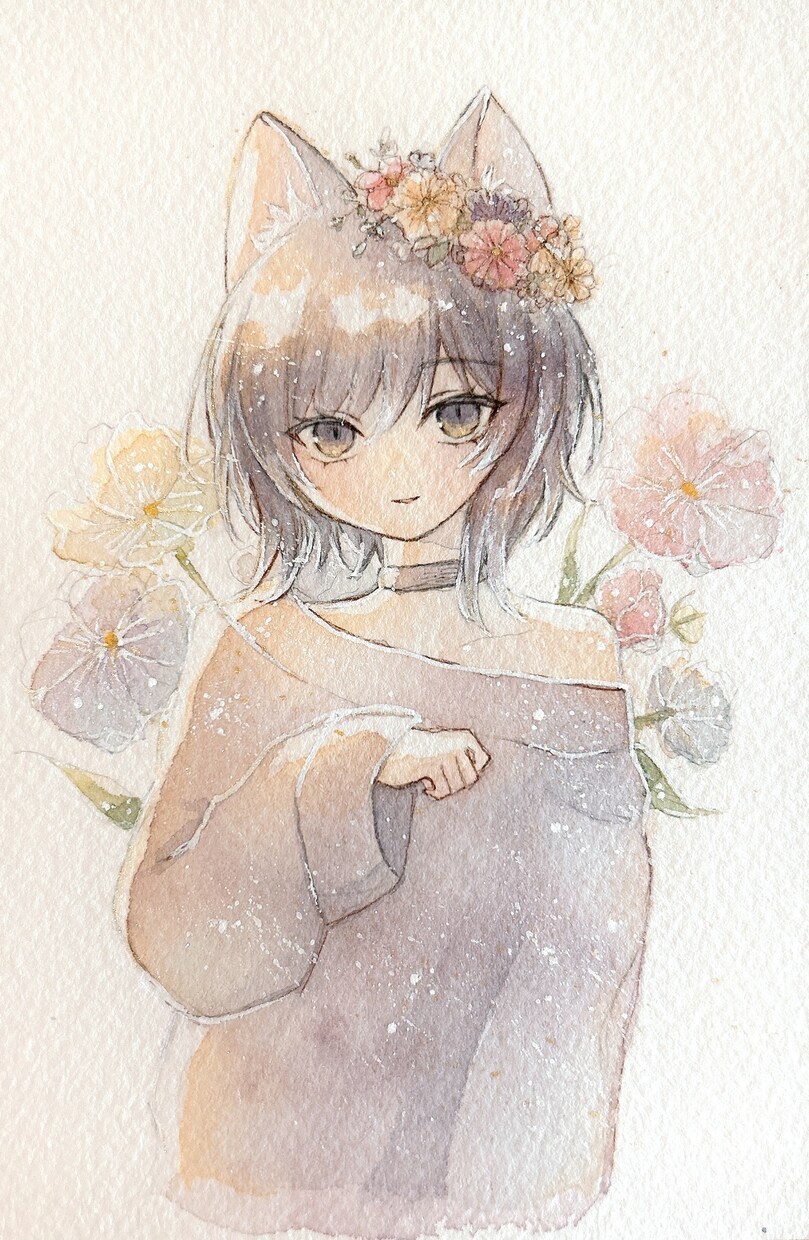 アナログの透明水彩を使ったSNSアイコンを描きます 淡く儚い雰囲気から濃く深い世界観まで水彩で表現します。 イメージ8