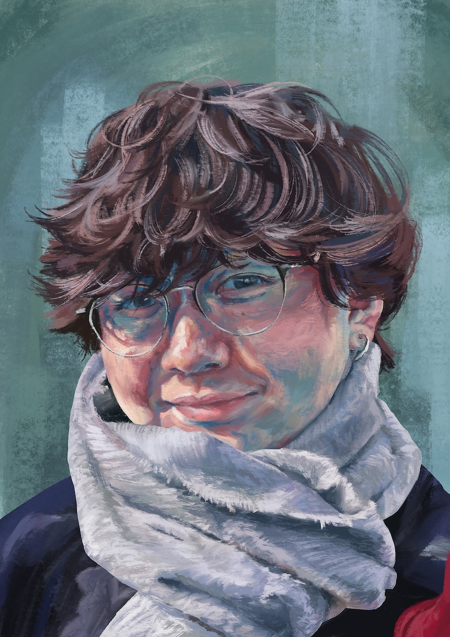お写真を元に、色彩豊かな人物画・ペット画を描きます お好きな色味でお描きします。青を基調としたものが得意です♪ イメージ4