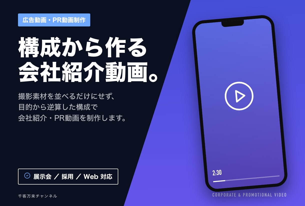 売上につながる広告動画・PR動画を制作します 構成から設計。伝わる動画で成果につなげます イメージ1