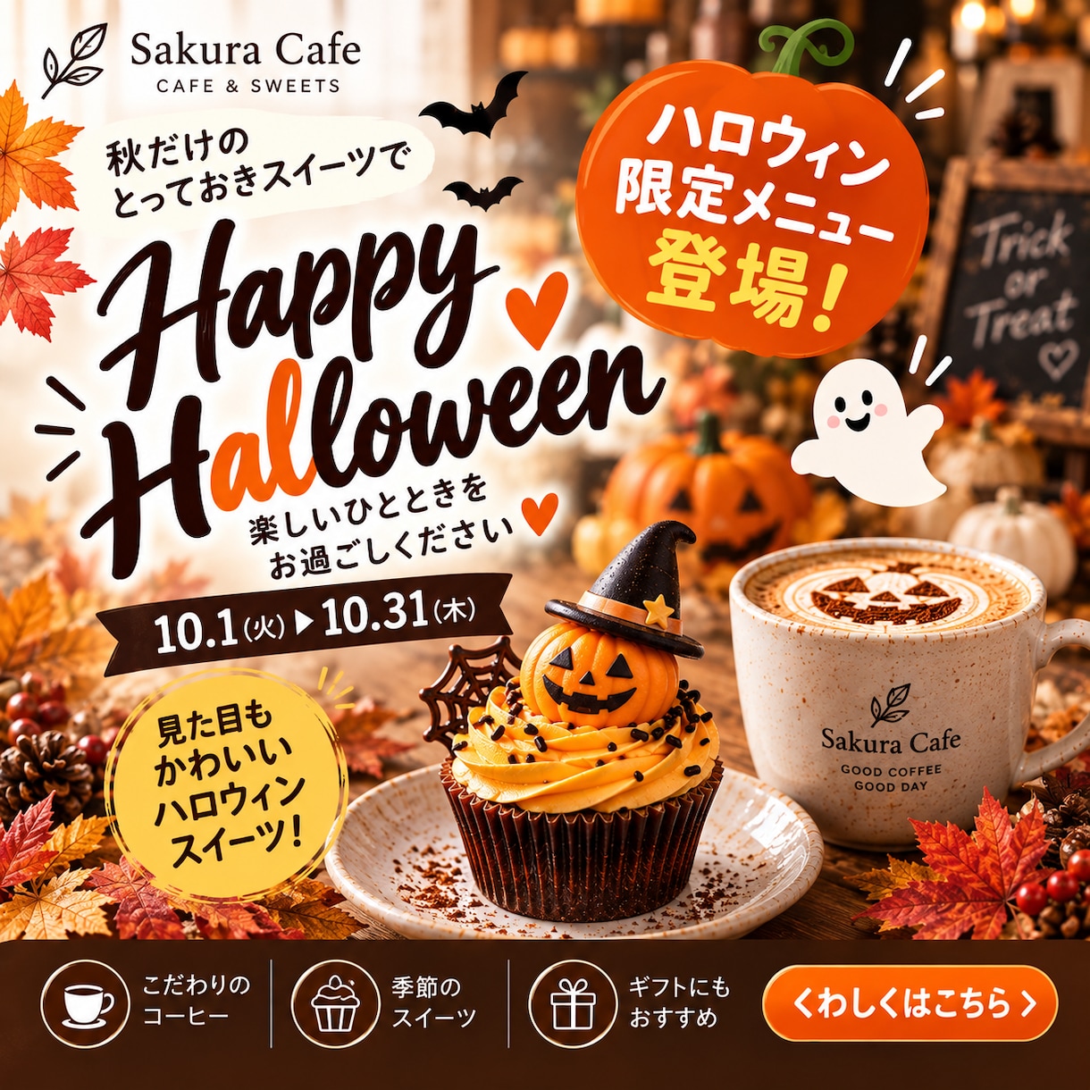 ハロウィン告知バナーを制作します お店らしい雰囲気で季節イベントを手伝わせて下さい イメージ4