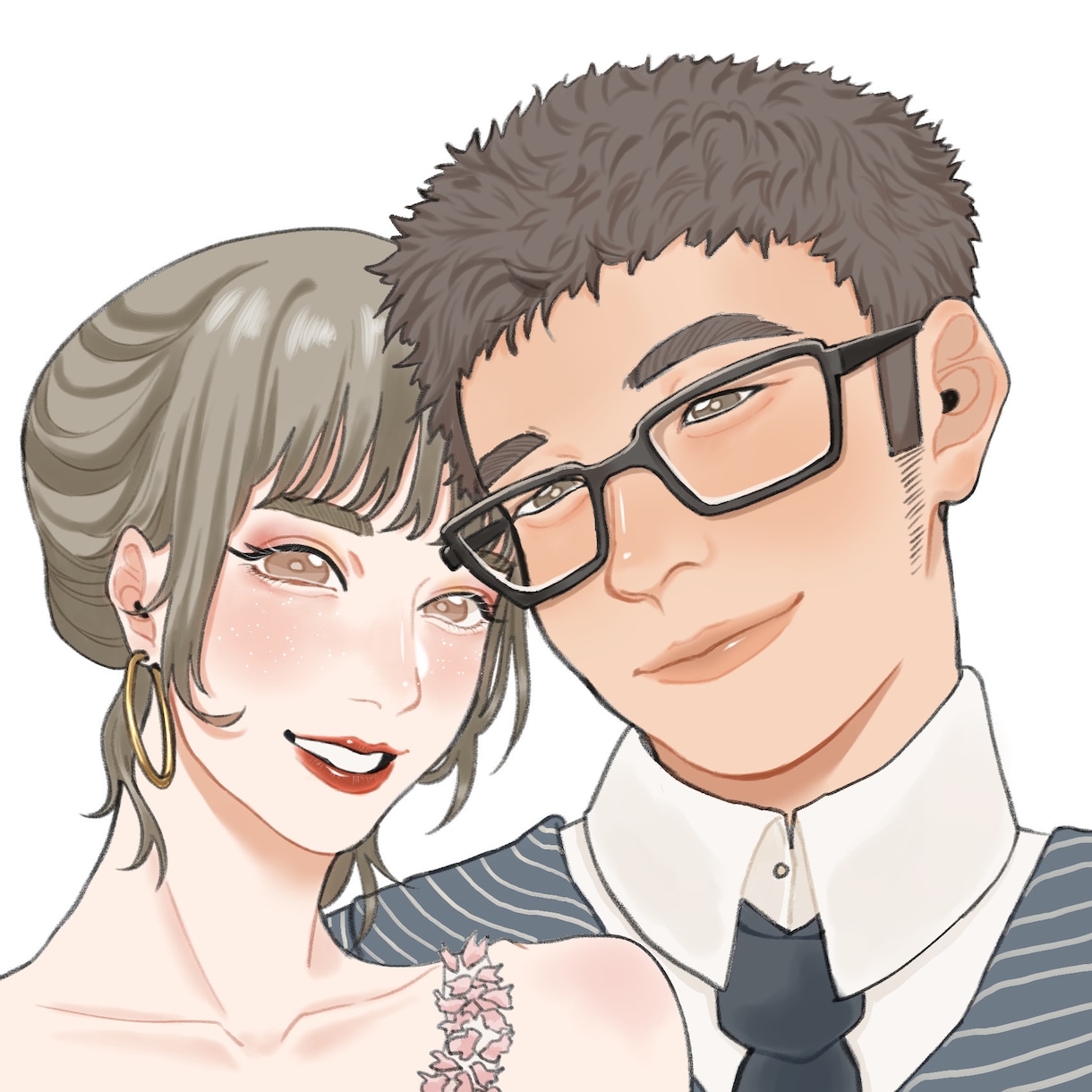 自分と好きなキャラクターとのツーショット描きます アニメキャラクタードラマ有名人とのツーショット可愛く描けます イメージ2
