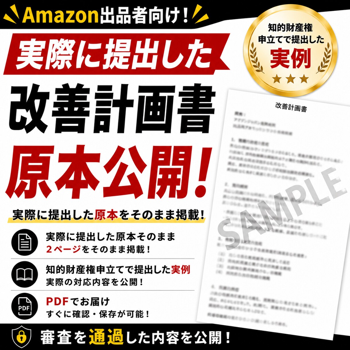 実際に提出した改善計画書を公開します 実際に提出した原本を参考資料として公開 イメージ1