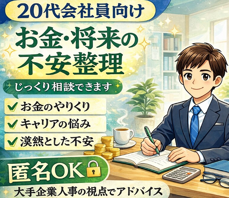 20代会社員向けお金と将来をアドバイスします 匿名OK｜人事×若手目線で壁打ち相談 イメージ1