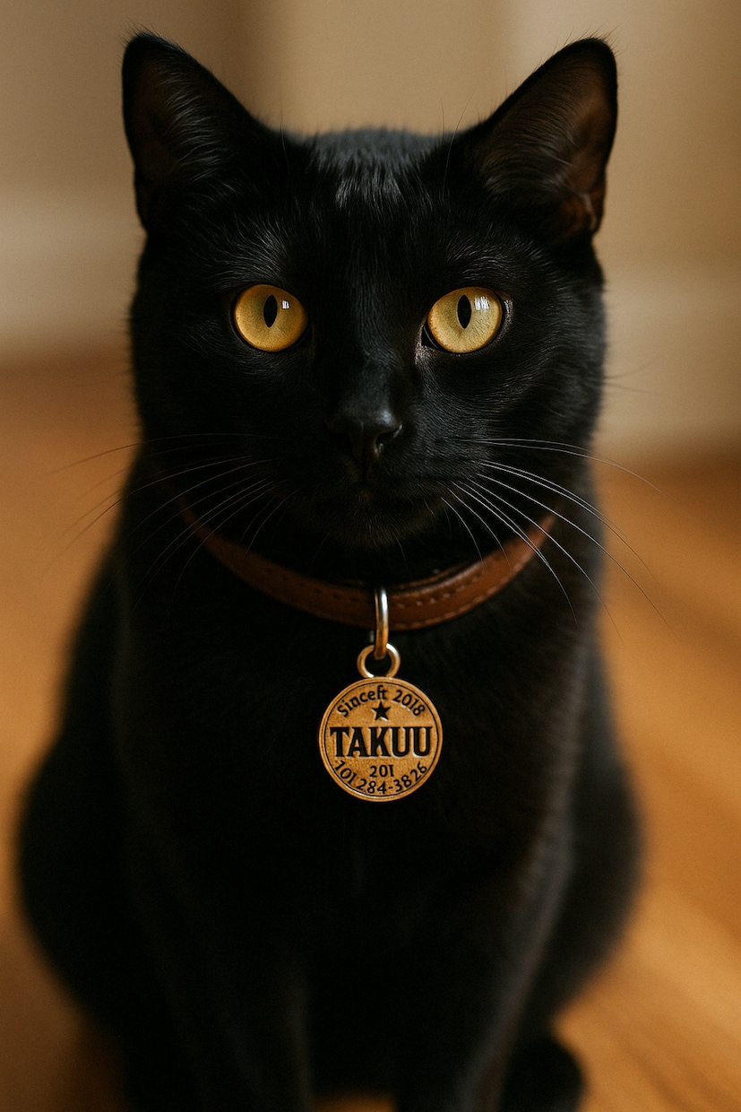 ヴィンテージ風 ペット 迷子札 名入れお作りします 3行タイプ/ワンちゃん、猫ちゃん用アクセサリー風ペットタグ♪ イメージ1