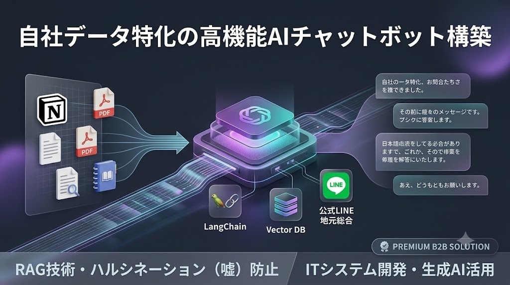 自社特化の高性能AIチャットボットを構築します 嘘をつかないRAG技術。DB連携で賢い自動顧客対応を実現！ イメージ1