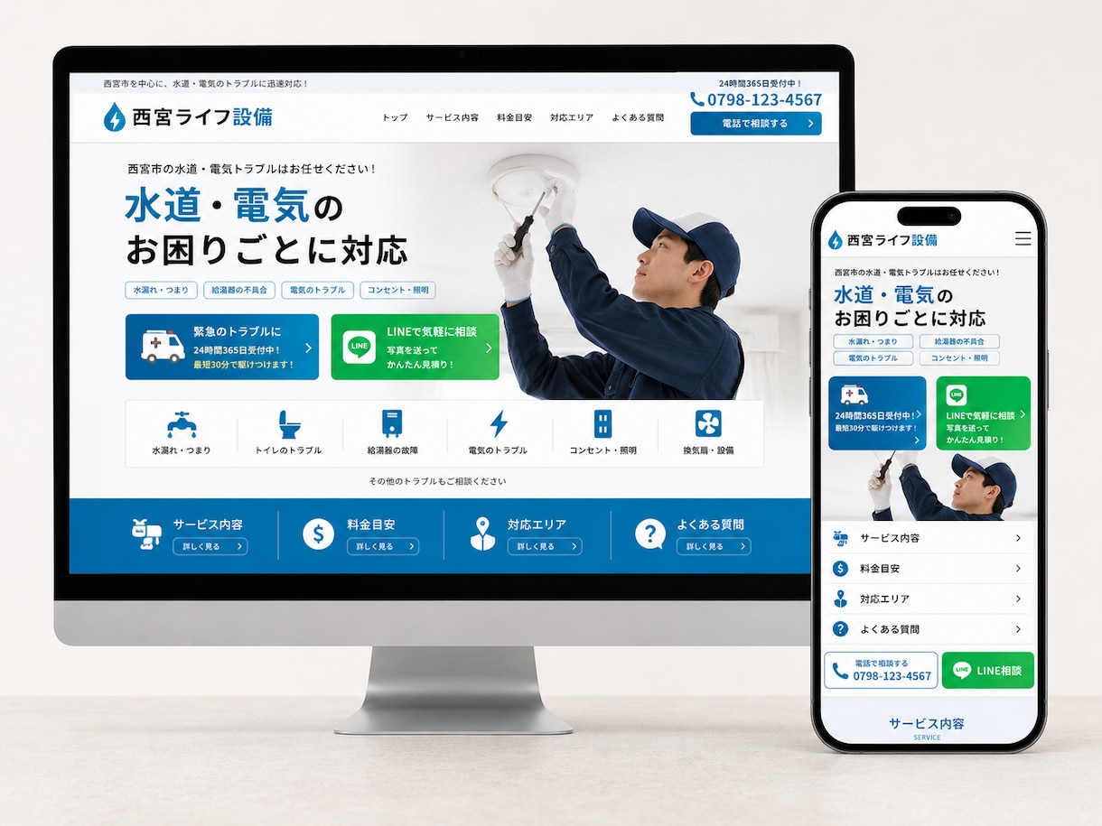 職人様向け名刺代わりWebサイトを作ります 施工写真を送るだけでスマホ対応のWebページを作ります イメージ3